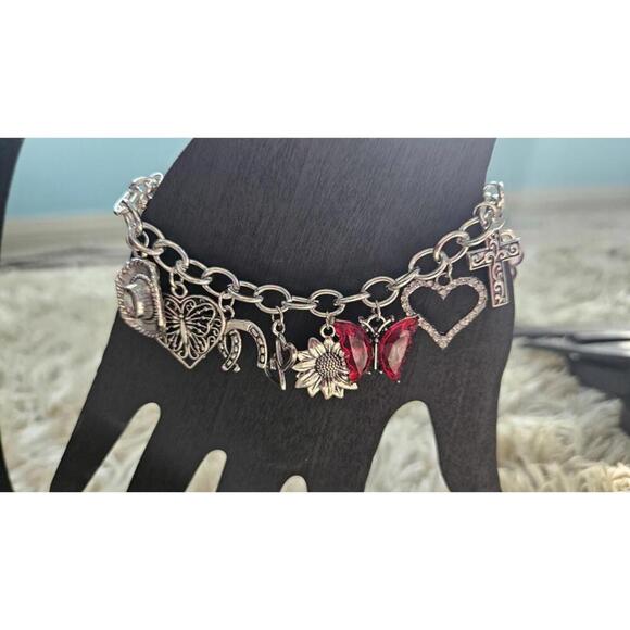 Silver Bird Pendant Necklace and Charm Bracelet Set - Picture 5 of 7